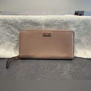 Dusty Pink Kate Spade Long Wallet Shiny Leather